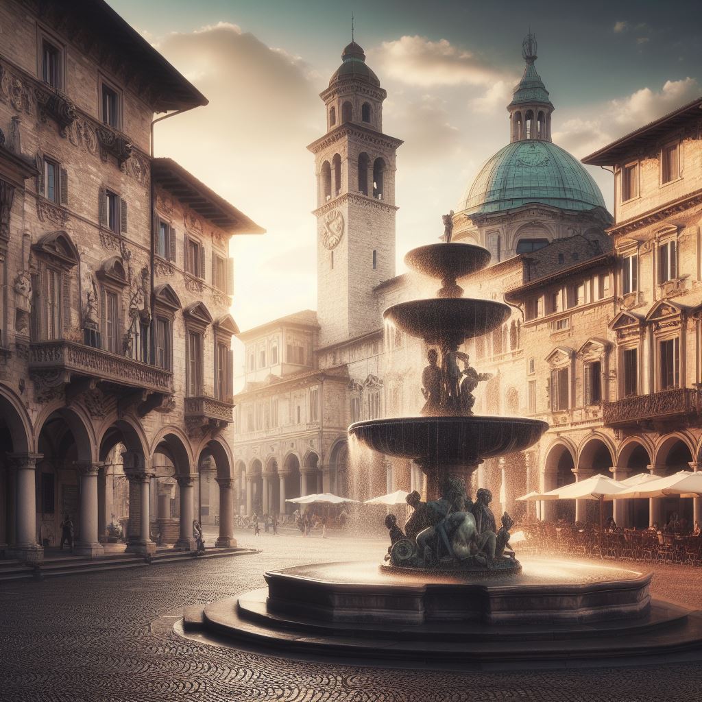 rozbudowane zdjęcie centrum Bergamo fotografia w nowoczesnym stylu