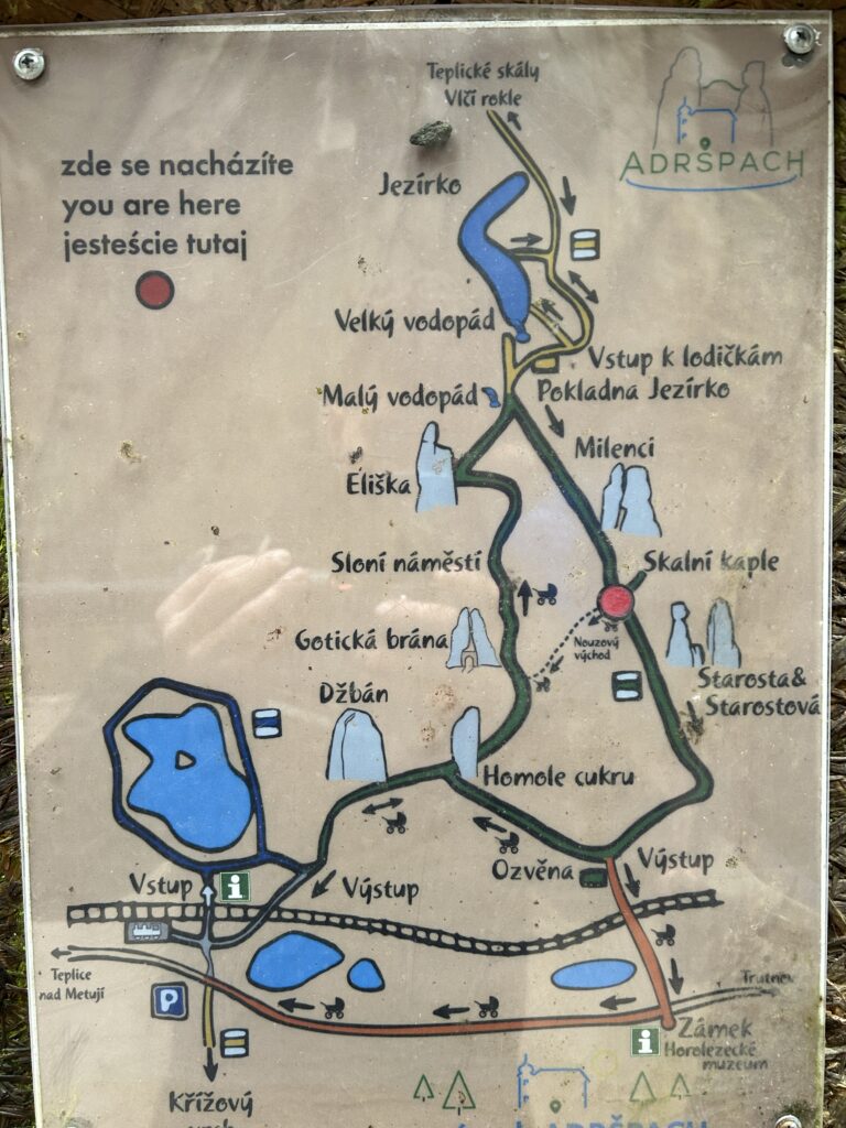 Skalne miasto Czechy - Adrspach i Teplickie skały 2 mapa i szlaki w Adrspach skalne miasto Czechy