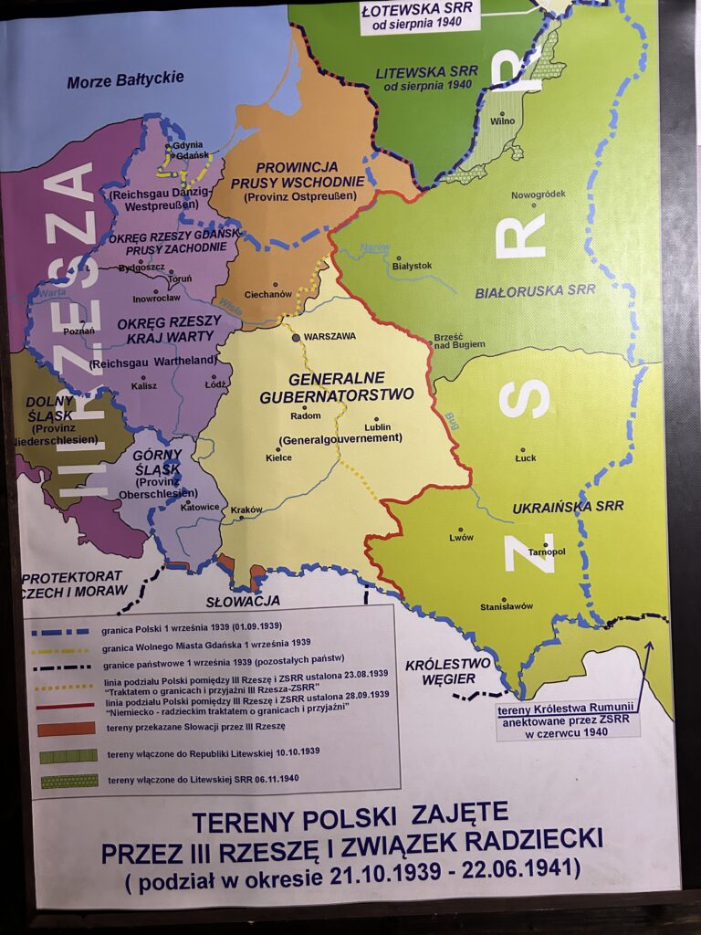 mapa okupowanej polski podczas II wojny siwatowej z podzimi w Szczecinie