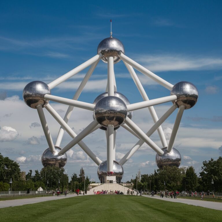 Atomium symbol miasta Bruksela - powiększony atom