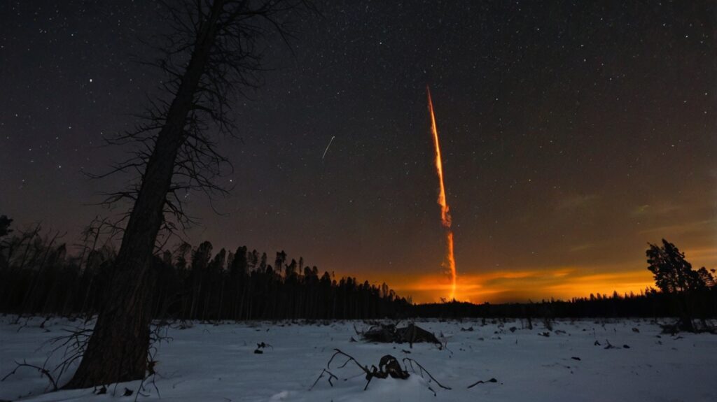 spadajacy meteoryt uderzajacy w ziemie